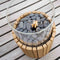 Cosiscoop Timber Round Gaslantaarn - Unieke sfeermaker - Voor binnen en buiten - Inclusief glas en kiezelstenen