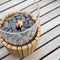 Cosiscoop Timber Round Gaslantaarn - Unieke sfeermaker - Voor binnen en buiten - Inclusief glas en kiezelstenen