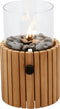Cosiscoop Timber Round Gaslantaarn - Unieke sfeermaker - Voor binnen en buiten - Inclusief glas en kiezelstenen