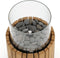 Cosiscoop Timber Round Gaslantaarn - Unieke sfeermaker - Voor binnen en buiten - Inclusief glas en kiezelstenen