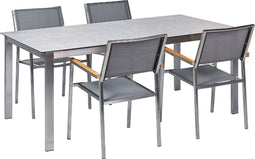 COSOLETO/GROSSETO - Tuinset 4 persoons - Grijs - Graniet/Glas