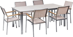 COSOLETO/GROSSETO - Tuinset 6 persoons - Wit - Graniet/Glas