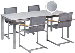 COSOLETO - Tuinset 4 persoons - Grijs - Graniet/Glas