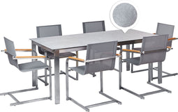 COSOLETO - Tuinset 6 persoons - Grijs - Graniet/Glas