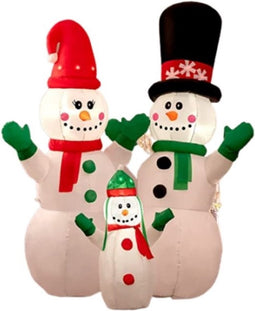 Costway Opblaasbare Sneeuwman Familie Kerstversiering Met LED's & Luchtblazer - 175 cm