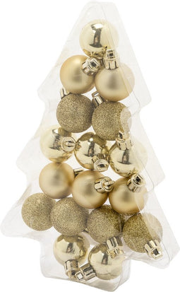 Cosy & Trendy 17x stuks kleine kunststof kerstballen goud 3 cm mat/glans/glitter - Onbreekbare plast