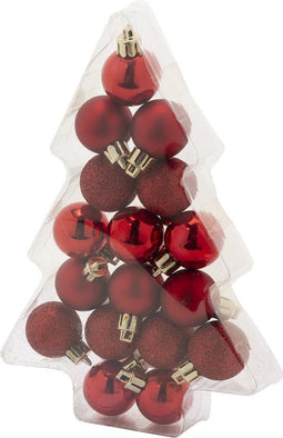 Cosy & Trendy 17x stuks kleine kunststof kerstballen rood 3 cm mat/glans/glitter - Onbreekbare plast