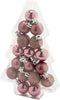 Cosy & Trendy 17x stuks kleine kunststof kerstballen roze 3 cm mat/glans/glitter - Onbreekbare plast