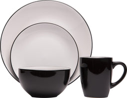 Cosy&Trendy Ancona Black&White Serviesset - 16 delig - 6 persoons - Vaatwasserbestendig - Zwart/Wit Servies