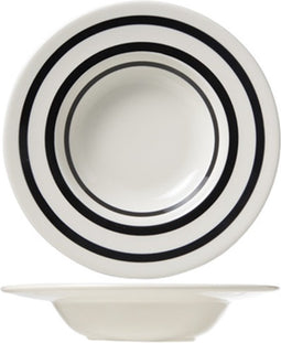 Cosy & Trendy Black Bands Diep bord Ø24cm - Set van 2 stuks - Wit/Zwart