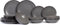 Cosy & Trendy Serviesset Speckle – Grijs – 18-delig / 6 Personen – Bevat 6 Dinerborden, 6 Diepe Borden en 6 Ontbijtborden – Grijs aardewerk met speckle effect – Vaatwasser- en Magnetronbestendig – Stapelbaar
