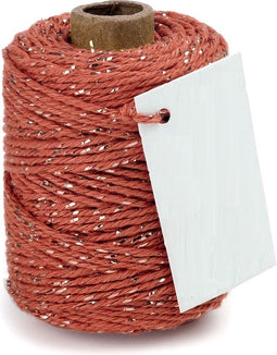Cotton Cord Lurex/ Katoen touw 50 meter warm rood /goud ø2mm