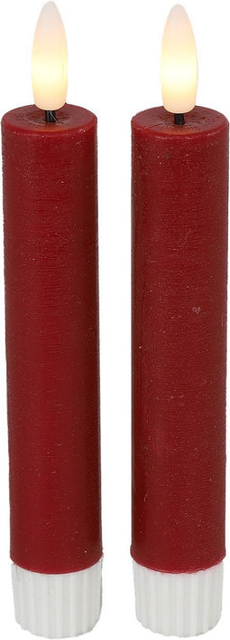 Countryfield Led dinerkaarsen - 2x st- rood -H15cm - afstandsbediening