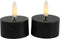 Countryfield LED theelichtjes/waxinelichtjes - 2x st - zwart - D4 x H5,2 cm - met timer