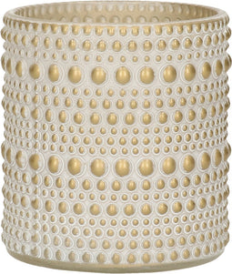 Countryfield Luxe theelichthouder - Aurora - glas - creme wit/goud - D7 x H8 cm