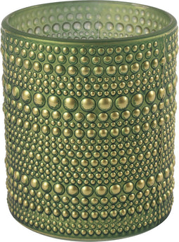 Countryfield Luxe theelichthouder - Aurora - glas - olijfgroen/goud - D8 x H10 cm