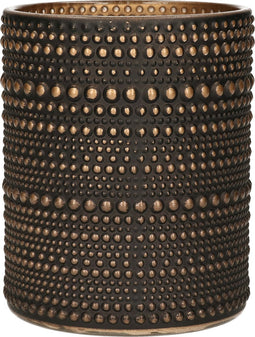 Countryfield Luxe theelichthouder - Aurora - glas - zwart/brons - D8 x H10 cm