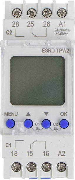 Counttec S2K90 Schakelklok voor DIN-rails ESRD-TPD2 Multifunctioneel, Weekprogramma, Dagprogramma, Vakantieprogramma