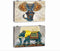 Covers DKD Home Decor Olifant Teller 46,5 x 6 x 31,5 cm Turkoois 2 Stuks Hout MDF