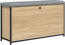 vidaXL - Schoenenbankje - met - klaplade - 102x32x56 - cm - sonoma - eikenkleurig