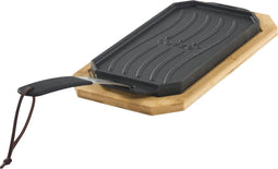 Cozze - Pan Gietijzer Dubbelzijdig Gebruik met Bamboe Serveerplank 16,5 cm - Gietijzer - Zwart