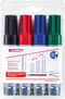 edding 365/4 S boardmarker set - zwart/blauw/rood/groen - beitelvormige punt 2-7 mm - geschikt voor whiteboard en flipchart