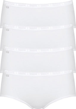 sloggi Basic+ - Dames Midi slip - Extra zachte naden - Wit (4-pack)