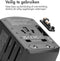 imoshion Universele Reisstekker - Wereldstekker voor 150+ landen - o.a. Amerika (USA),Engeland (UK),Japan,Canada,Australië - 3x USB A en 1x USB C - Travel Adapter - Zwart