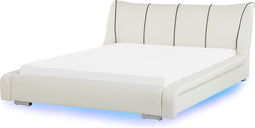 NANTES - Tweepersoonsbed LED - Wit - 180 x 200 cm - Leer