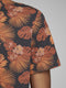 Jack & Jones JPRAARON TEE SS SH - T-shirt korte mouw - Oranje bloemenprint - Donkerblauw (2020)