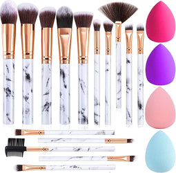 15 delige Make-up kwasten marmerlook - hoge kwaliteit - synthetisch - make-upspons
