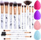 15 delige Make-up kwasten marmerlook - hoge kwaliteit - synthetisch - make-upspons
