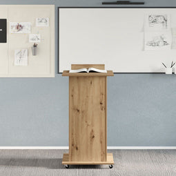 vidaXL - Podium - met - Wielen - Artisan - Eiken - Geengineerd - Hout