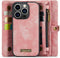 Caseme - Geschikt voor iPhone 15 Pro Max - Vintage 2 in 1 portemonnee hoes - Lichtroze
