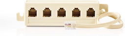 Nedis Telecomverlengkabel - RJ11 Male - 5x RJ11 (4/6) Female - 0.20 m - Kabel design: Plat - Kabeltype: RJ11 - Ivoor - Envelop