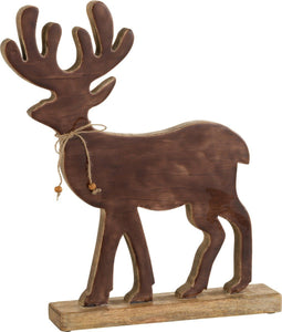 J-Line decoratie Rendier - hout - bruin - large