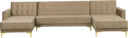 ABERDEEN - Bank U-vormig met ottomaan - Beige - 5 persoons - Fluweel
