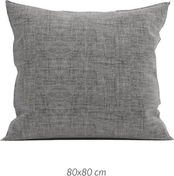 Zohome Kussensloop Lino - Kussenhoes van 80x80 cm - 1 stuk - 100% Katoen - Antraciet