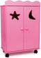 Base Toys Houten Kledingkast - 2 planken en rail - Roze