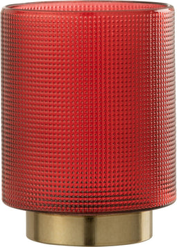 J-Line windlicht Geruit - glas - rood/goud - small