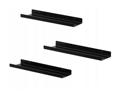 Eugad Wandplanken Set van 3 - Industrieel Design - Zwart Metaal - 43 x 10 x 4 cm (set van 3)