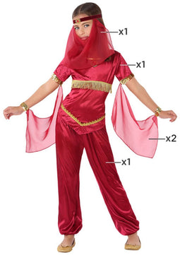 Atosa Arabische prinses verkleed kostuum - rood - voor meisjes - buikdanseres - 1001 nacht thema 116