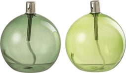 J-Line olielamp - glas - groen - small - 2 stuks