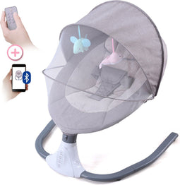 Heppie Babie - Elektrische Wipstoel - Bluetooth - 4 Schommels - Grijs
