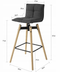 SoBuy FST45-DG - Barkruk - 360 Graden Draaibaar - Donkergrijs - 48 x 48 x 97 cm