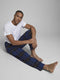 JACK&JONES JACRIMON - Heren pyjama broek - 100% biologisch katoen - Donkerblauw met geel