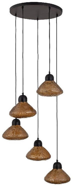PTMD Hanglamp Anna - 50x50x140 cm - Glas - Bruin