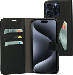 Mobiparts iPhone 15 Pro Max - Classic Wallet Case - Ruimte voor pasjes - Zwart