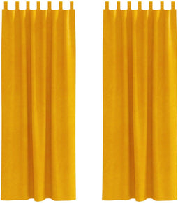 vidaXL - Blackout - Gordijnen - met - Hanglussen - 2 - stk - Mosterdgeel - Fluweel