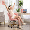 HOMCOM Bureaustoel - Verstelbaar - Fluweel roze - 69 x 64 x 90 cm